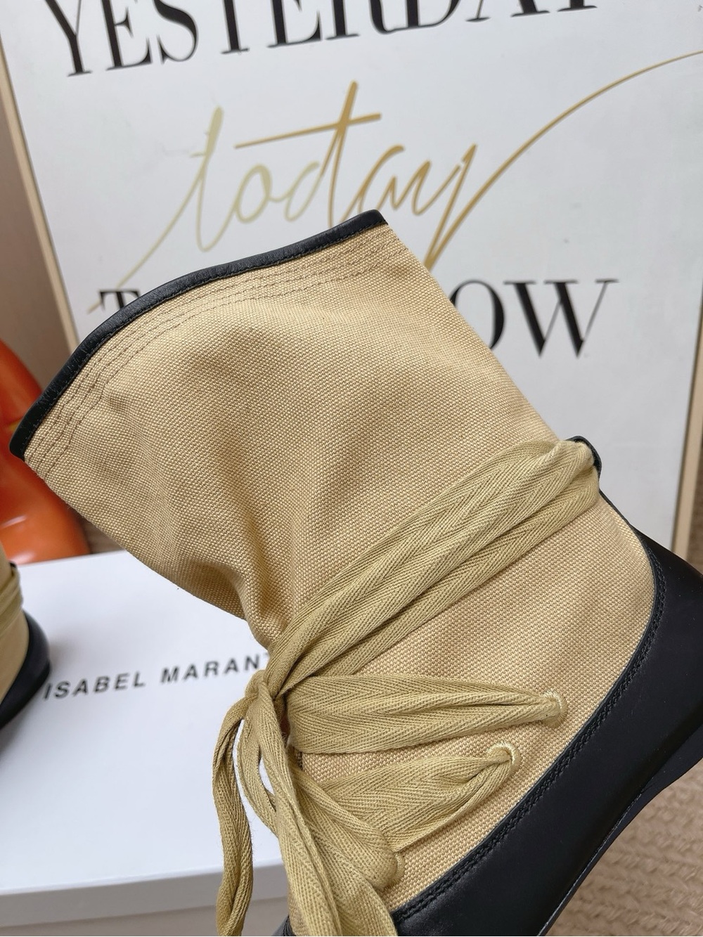Isabel Marant Tan and Black Wrap Lace-Up Boots - Picture 8 of 8